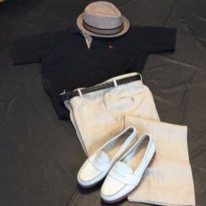 Shirt, trousers, shoes, hat